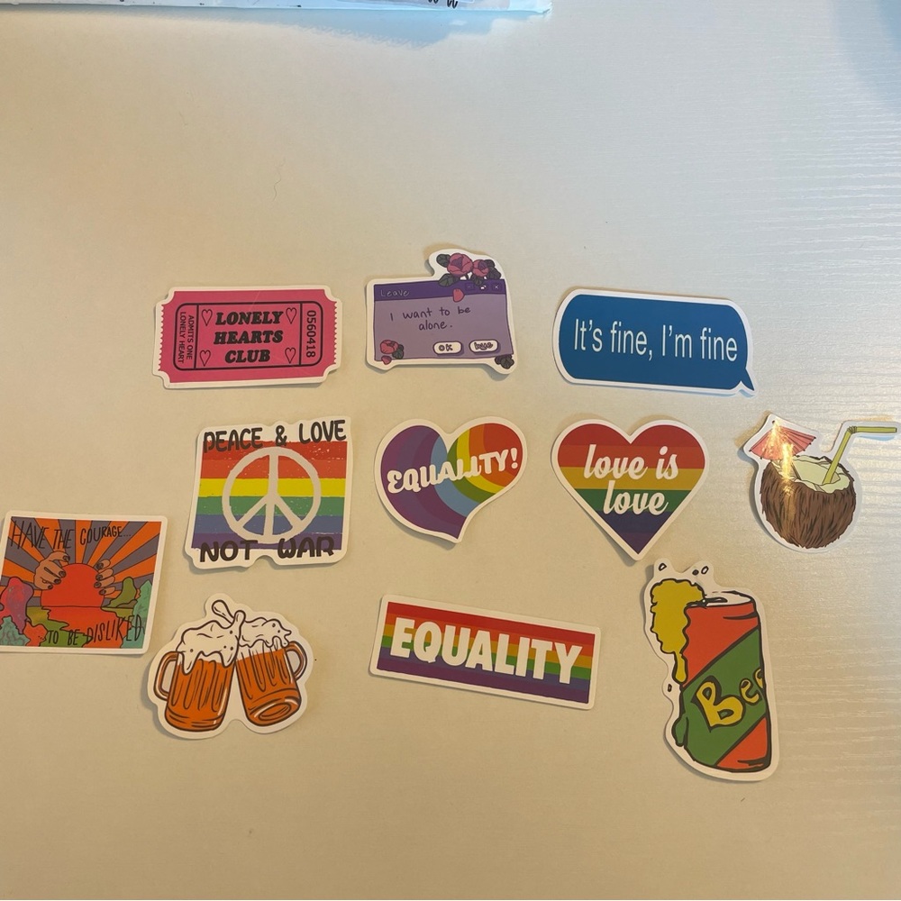 Lot of 11 Small Stickers